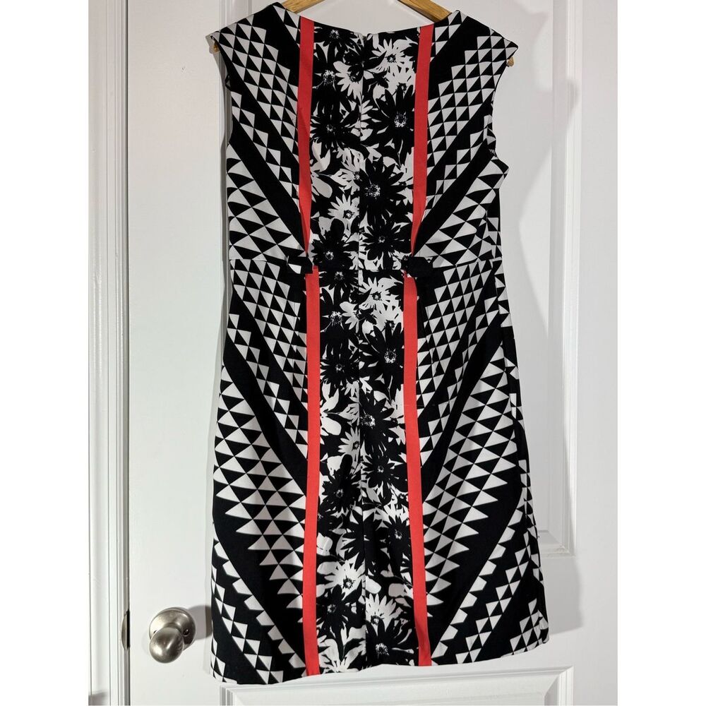 Women’s business or casual wear knee length black and salmon dress short sleeves